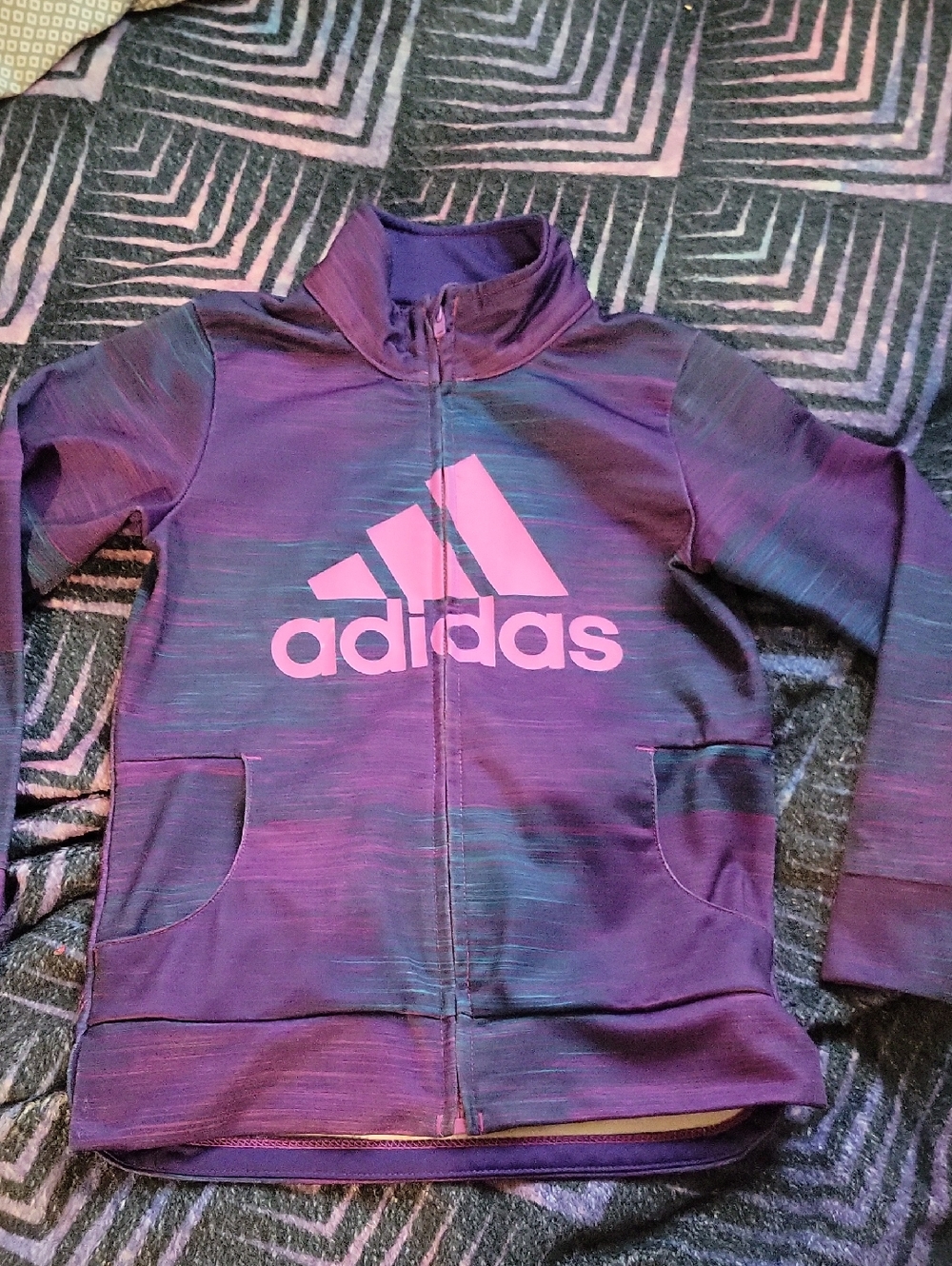 adidas Purple and Pink Girls' Logo Zip Jacket